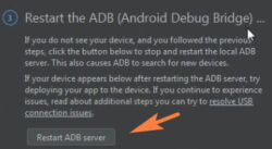 Restart ADB server android studio 