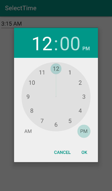 TimePicker dialog