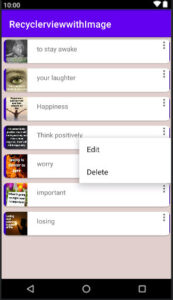 recyclerview Crud operation with image