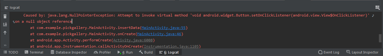 Attempt to invoke virtual method 'void android.widget.Button.setOnClickListener