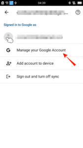 Manage your Google account Manage your Google account