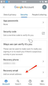 Security-add recovery email ID