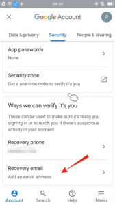 Security-add recovery email ID Security-add recovery email ID