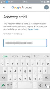 Add recovery email ID in Gmail