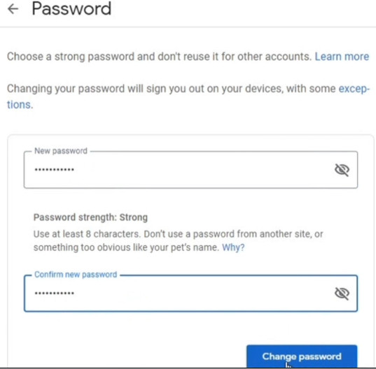 how to change gmail password