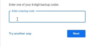 Enter your 8-digit backup code 