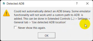 Could not automatically detect an ADB binary fix