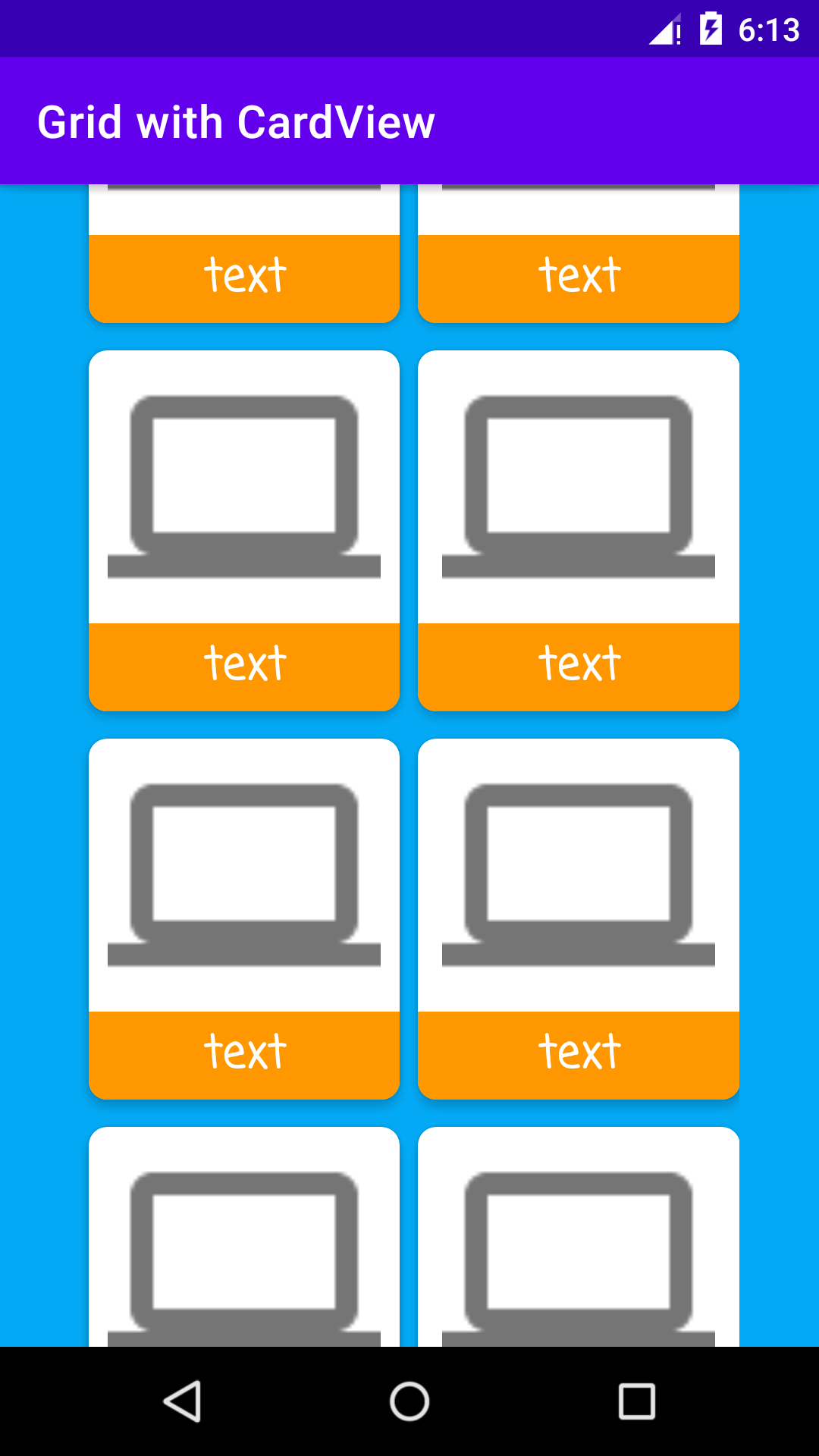 GridLayout and cardview UI in android