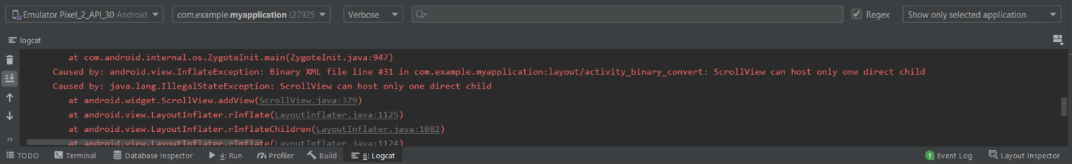scrollview can host only one direct child android studio