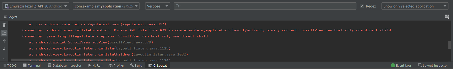 ScrollView can host only one direct child