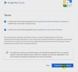 Google play developer account term 
