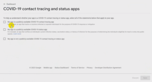 Content covid-19 contact tracing or status google play console